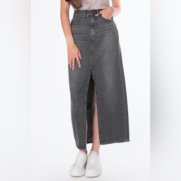 Levi's Premium Women's Ankle Column Denim Skirt- Black- Size 24 - Picture 10 of 11
